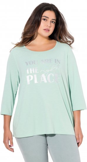 Ulla Popken Metallic Lettering 3/4 Sleeve Tee Mint Green - Apdrukāti T-krekli sievietēm - 