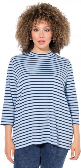 Ulla Popken Striped 3/4 Sleeve Turtleneck Tee Light Blue - Apdrukāti T-krekli sievietēm - 