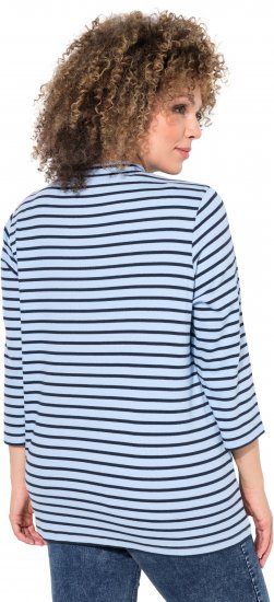 Ulla Popken Striped 3/4 Sleeve Turtleneck Tee Light Blue - Apdrukāti T-krekli sievietēm - 