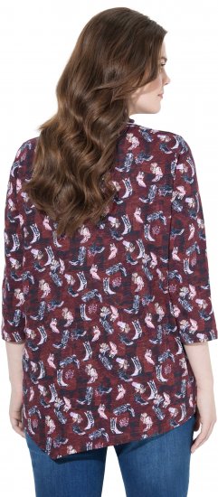 Ulla Popken Asymmetric Cowboy Boot Print Tee Dark Ruby - Apdrukāti T-krekli sievietēm - 