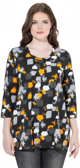 Ulla Popken Graphic Print 3/4 Sleeve Tee Black - Apdrukāti T-krekli sievietēm - 