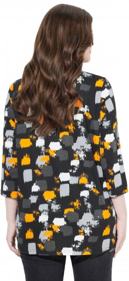 Ulla Popken Graphic Print 3/4 Sleeve Tee Black - Apdrukāti T-krekli sievietēm - 