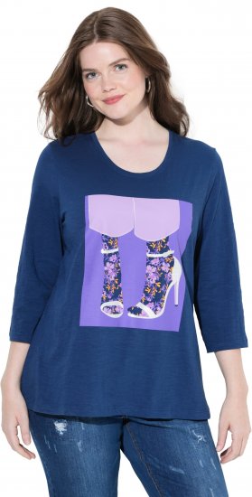 Ulla Popken Fashion Graphic T-Shirt Dark Blue - Apdrukāti T-krekli sievietēm - 