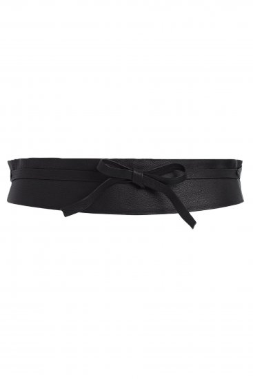 Ulla Popken Soft Leather Tie Belt Black - Sieviešu jostas - 