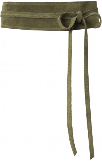 Ulla Popken Leather Tie Belt Olive Gray - Sieviešu jostas - 