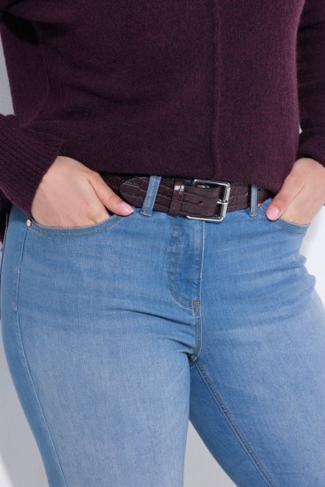 Ulla Popken Snake Embossed Belt Burgundy - Sieviešu jostas - 