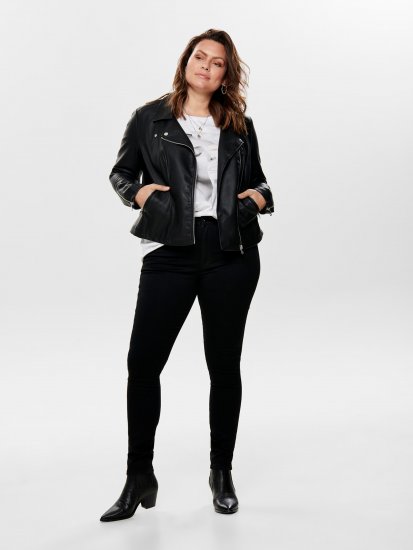 Only Carmakoma Emmy Biker Jacket Black - Ādas jakas - 