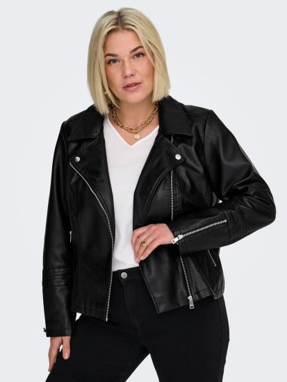 Only Carmakoma Emmy Biker Jacket Black - Ādas jakas - 