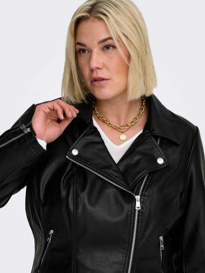 Only Carmakoma Emmy Biker Jacket Black - Ādas jakas - 