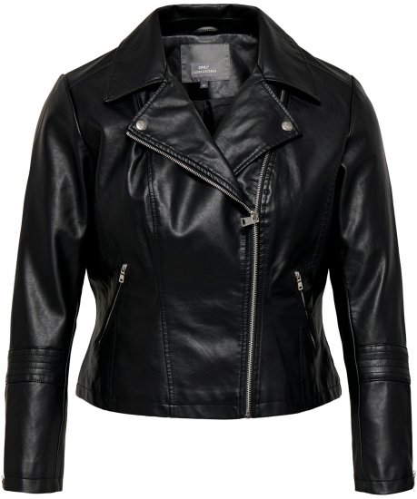 Only Carmakoma Emmy Biker Jacket Black - Ādas jakas - 