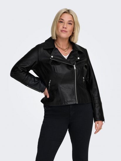 Only Carmakoma Emmy Biker Jacket Black - Ādas jakas - 