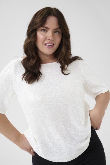 Kaffe Curve Mirana Sequin Blouse Chalk - Blūzes - 