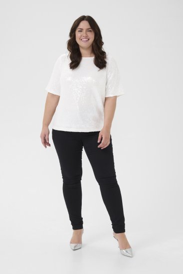 Kaffe Curve Mirana Sequin Blouse Chalk - Blūzes - 