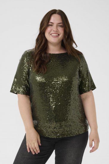 Kaffe Curve Mirana Sequin Blouse Ivy Green - Blūzes - 