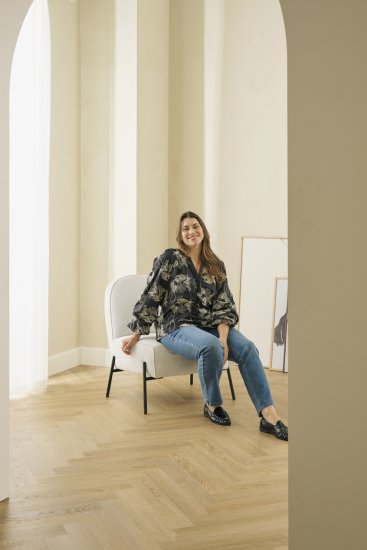 Kaffe Curve Kimmie Blouse Black Chalk Embroidery - Blūzes - 