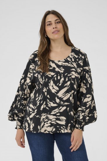 Kaffe Curve Olla Blūze ar garām piedurknēm Melns - Blūzes & tunikas - 