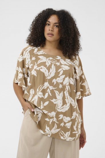Kaffe Curve Marla Blouse Oak Chalk Leaf - Blūzes - 