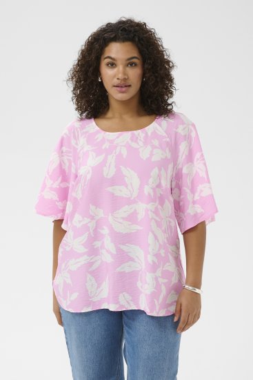 Kaffe Curve Marla Blouse Pink Frosting Chalk Leaf - Blūzes - 