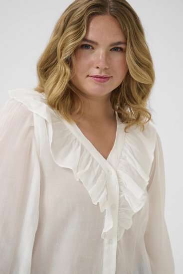 Kaffe Curve Lana Frill Blouse White - Blūzes - 
