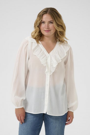 Kaffe Curve Lana Frill Blouse White - Blūzes - 