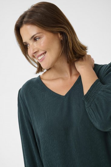Kaffe Curve Pippi Blouse 3/4 Sleeve Magical Forest Green - Blūzes & tunikas - 