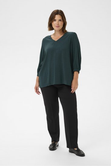 Kaffe Curve Pippi Blouse 3/4 Sleeve Magical Forest Green - Blūzes & tunikas - 