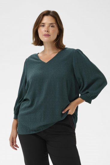 Kaffe Curve Pippi Blouse 3/4 Sleeve Magical Forest Green - Blūzes & tunikas - 