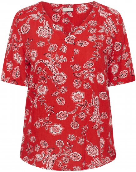 Kaffe Curve Ami Short Sleeve Blouse Printed Poppy Red - Blūzes & tunikas - 