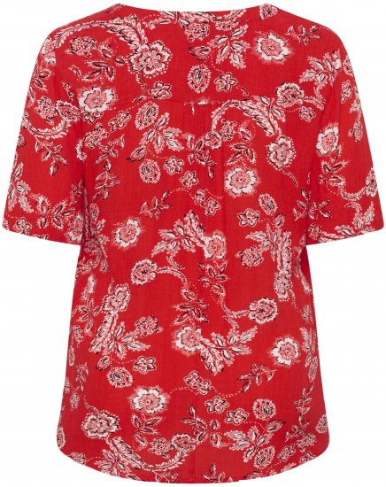 Kaffe Curve Ami Short Sleeve Blouse Printed Poppy Red - Blūzes & tunikas - 