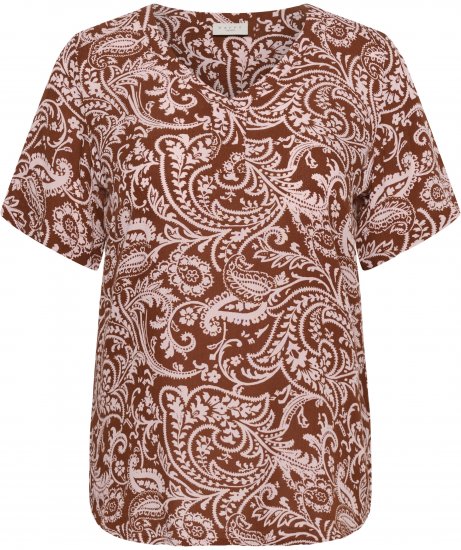Kaffe Curve Ami Short Sleeve Blouse Printed Henna Brown - Blūzes & tunikas - 