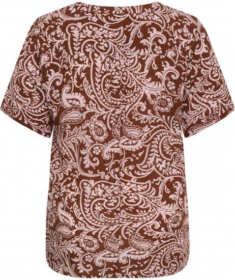 Kaffe Curve Ami Short Sleeve Blouse Printed Henna Brown - Blūzes & tunikas - 