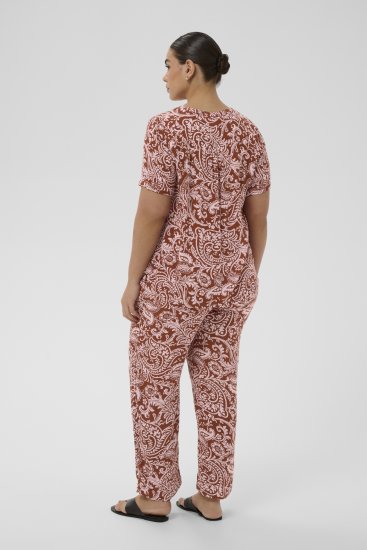 Kaffe Curve Ami Short Sleeve Blouse Printed Henna Brown - Blūzes & tunikas - 