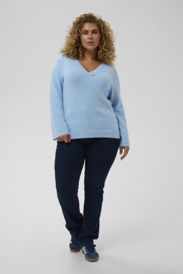 Kaffe Curve Jilanda V-Neck Pullover Blue - Džemperi & adījumi - 