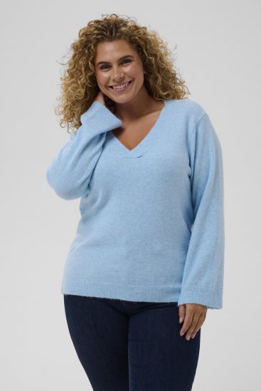 Kaffe Curve Jilanda V-Neck Pullover Blue - Džemperi & adījumi - 