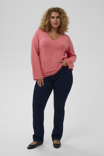Kaffe Curve Jilanda V-Neck Pullover Red - Džemperi & adījumi - 