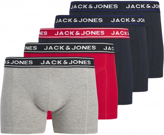 Jack & Jones Hector Solid Trunks 5-Pack Grey - Bokseršorti - Vīriešu lielie bokseru šorti