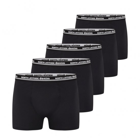 North Latitude 5-Pack Boxershorts Black - Bokseršorti - Vīriešu lielie bokseru šorti