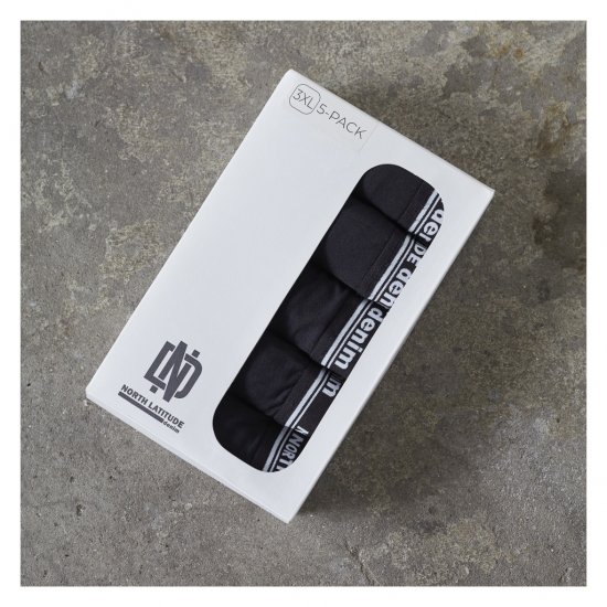 North Latitude 5-Pack Boxershorts Black - Bokseršorti - Vīriešu lielie bokseru šorti