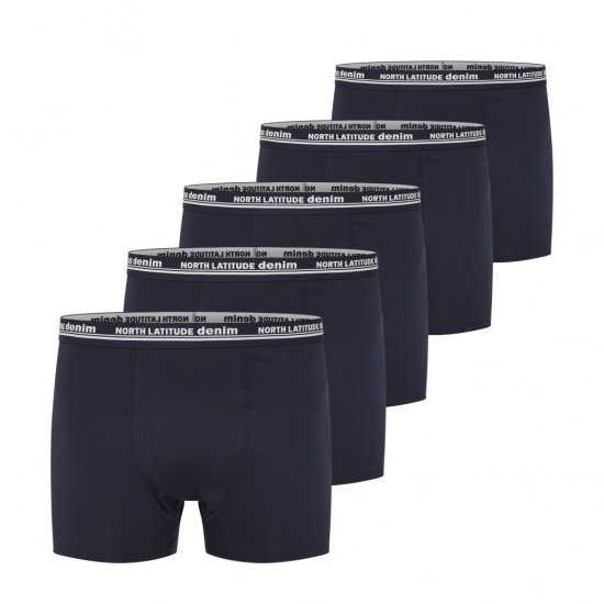 North Latitude 5-Pack Boxershorts Navy - Bokseršorti - Vīriešu lielie bokseru šorti
