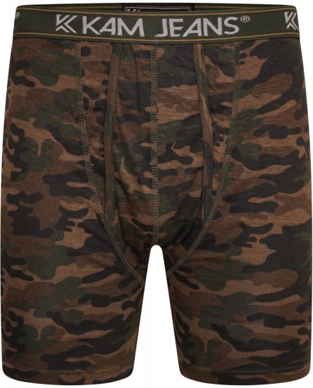 Kam Jeans 813 Camo Print Boxers Charcoal Khaki - Bokseršorti - Vīriešu lielie bokseru šorti