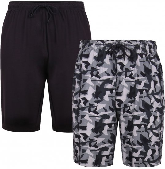 Kam Jeans Twin Pack Shorts Camo/Plain Black - Sporta bikses un šorti - Sporta bikses un Sporta šorti - 2XL-12XL