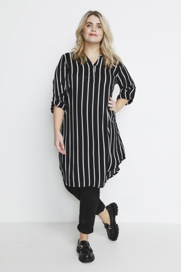 Kaffe Curve Milana Shirt Kleita Melns / Chalk svītra - Kleitas - 