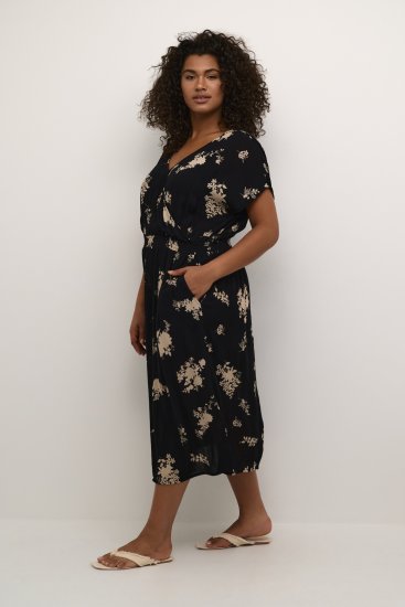 Kaffe Curve Jenna Kleita Melns/Brown Flower apdruka - Kleitas - 