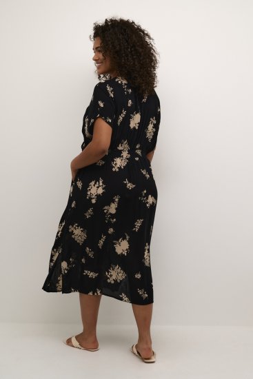 Kaffe Curve Jenna Kleita Melns/Brown Flower apdruka - Kleitas - 