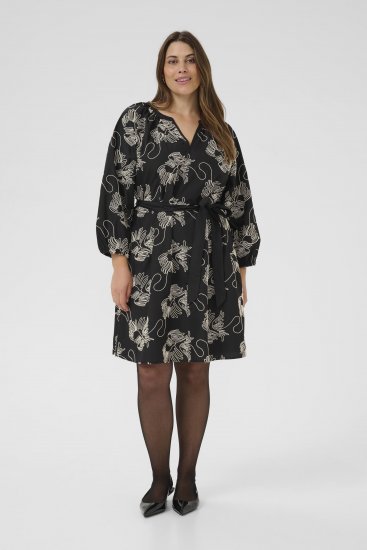 Kaffe Curve Kimmie Dress Black Chalk Embroidery - Midi kleitas - 