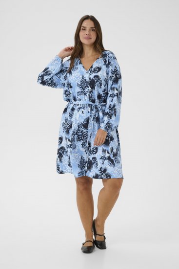 Kaffe Curve Aliana Dress Blue Flower Animal - Midi kleitas - 