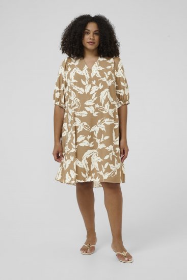 Kaffe Curve Marla Dress Oak Chalk Leaf - Midi kleitas - 