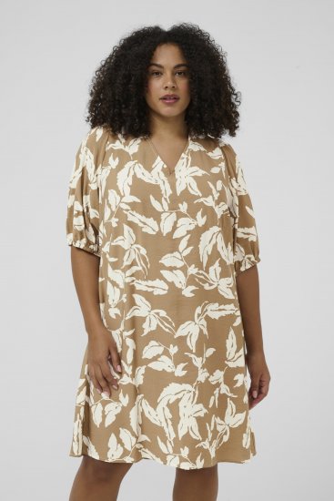 Kaffe Curve Marla Dress Oak Chalk Leaf - Midi kleitas - 
