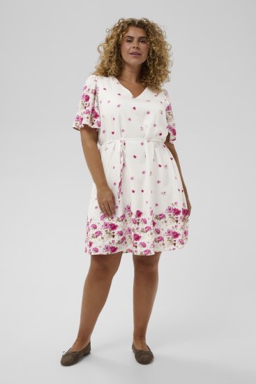 Kaffe Curve Rosa Mini Dress White Rose Border Flower - Mini kleitas - 