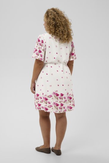 Kaffe Curve Rosa Mini Dress White Rose Border Flower - Mini kleitas - 